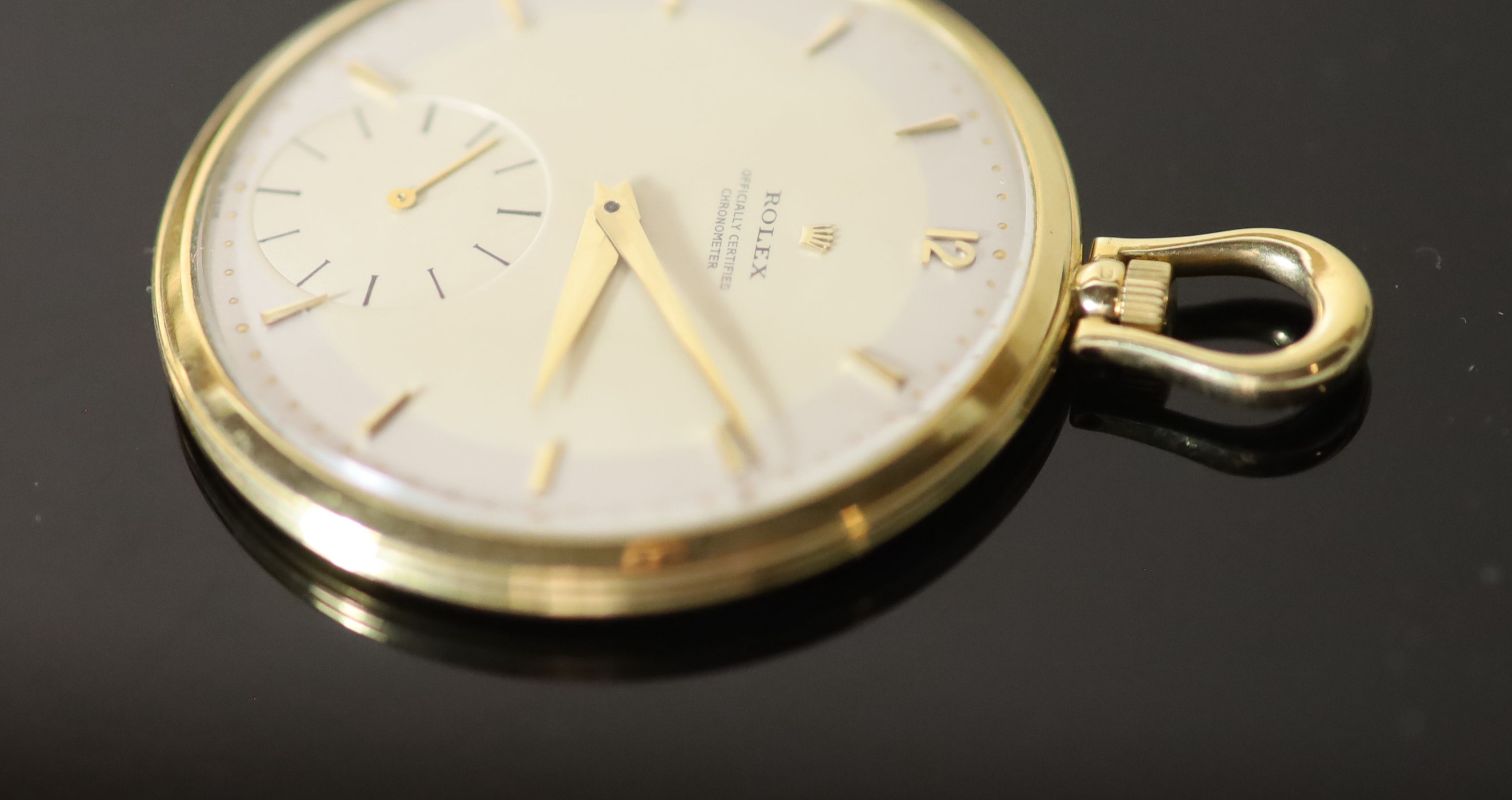 An 18ct gold Rolex keyless dress pocket watch,